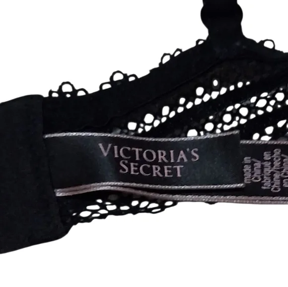 EUC Victoria's Secret Black Sz. S Unlined No Underwire Mesh/Lace Bra - Picture 5 of 7